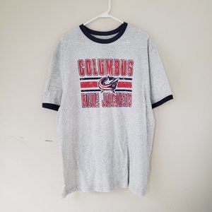 Columbus Blue Jackets T-Shirt Tee Mens XL Heathered Light Gray NHL Big Logo NWT